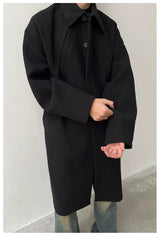 Men's Loose Long Collared Wool Coat