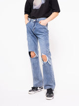 Men's Loose Straight Distressed Vintage Jeans