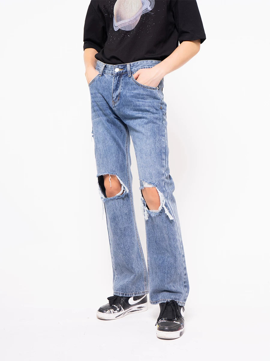 Men's Loose Straight Distressed Vintage Jeans