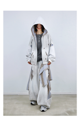 Detachable Distressed Ripped Striped Patchwork Sweatpants