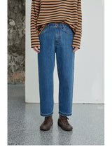 Vintage Washed Distressed Straight Cropped Jeans