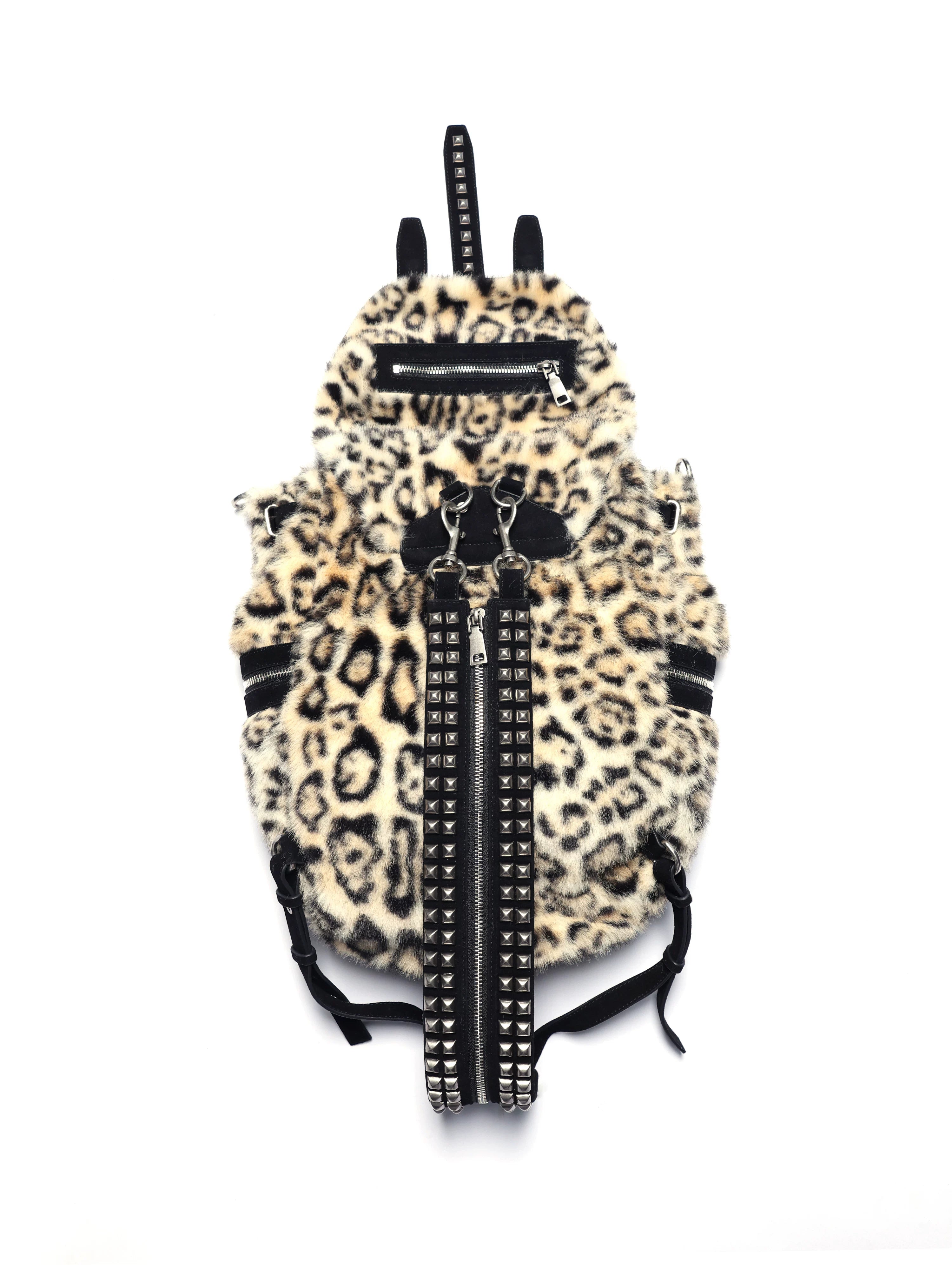Riveted Adjustable Two-tone Leather Bucket Backpack