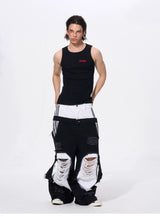 Men's Ripped Double Waist Jeans
