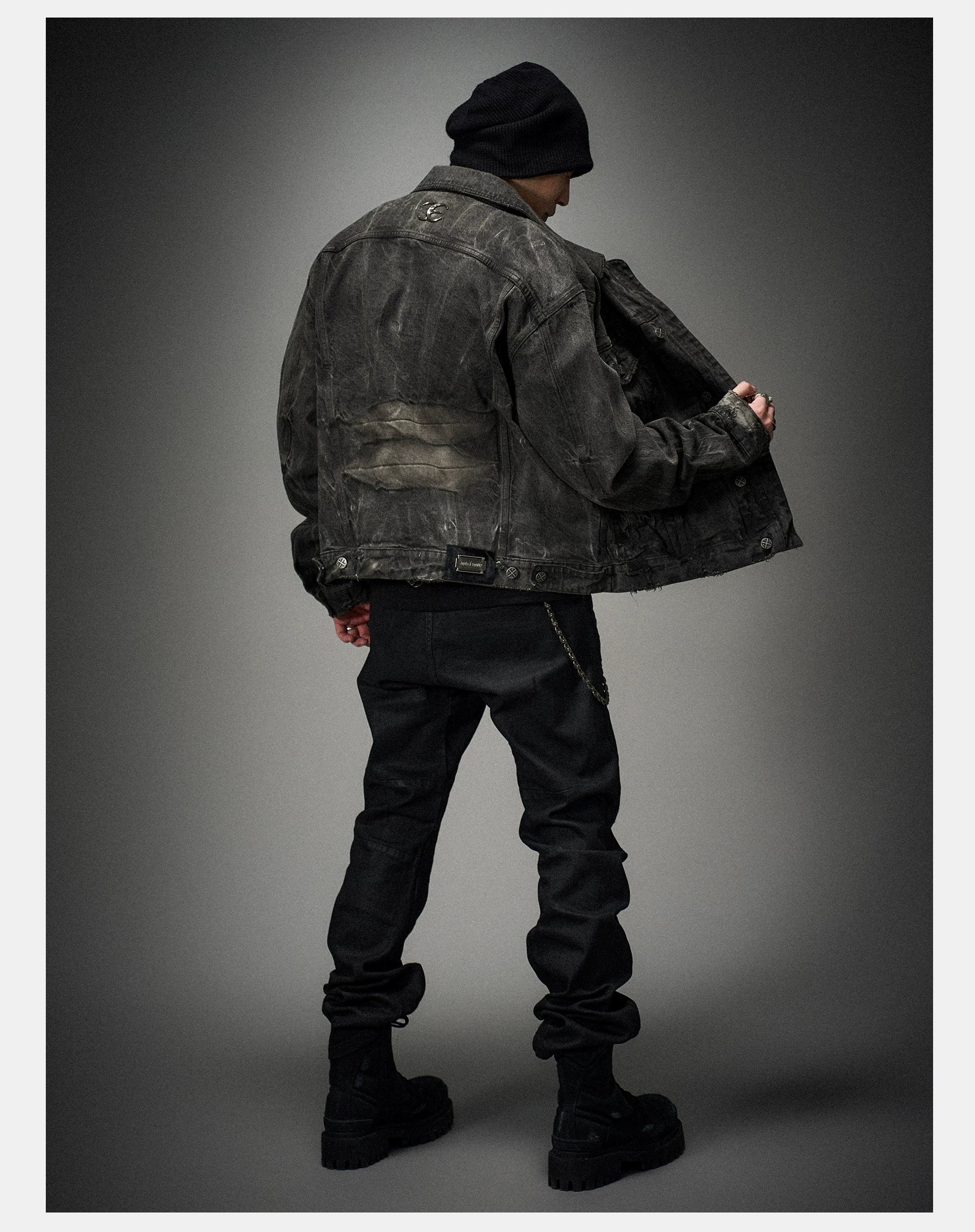 Loose Heavy Washed Distressed Denim Jacket
