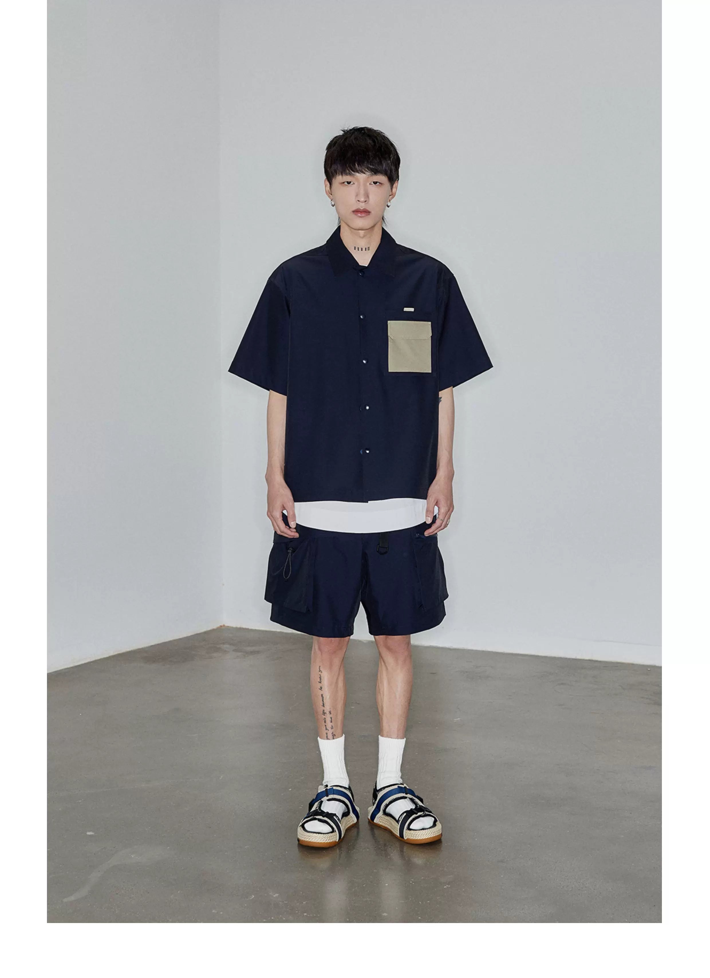 Magnetic Belted Elastic Multi-pocket Shorts