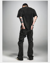 Loose Washed Distressed Black Graphic Tee