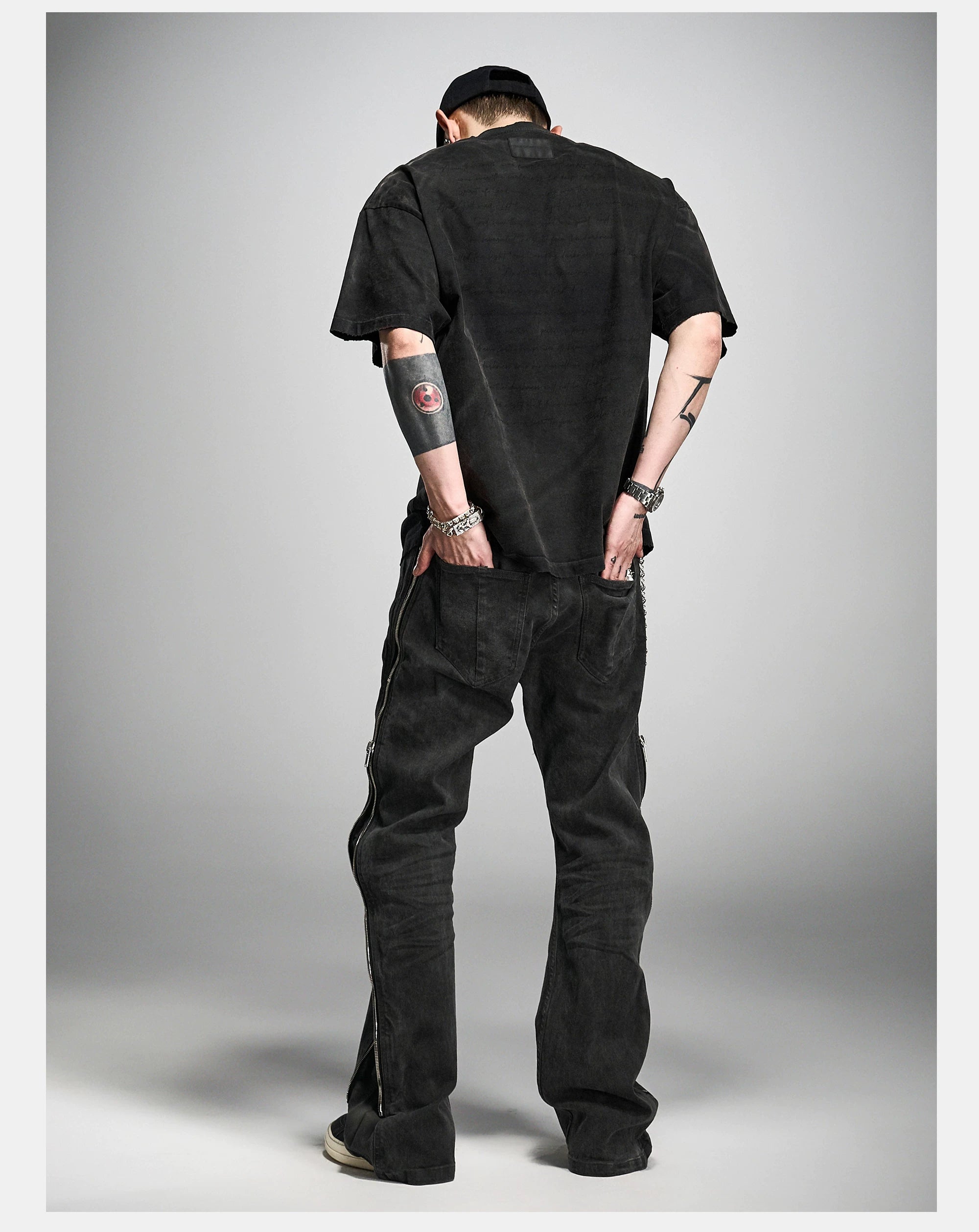 Loose Washed Distressed Black Graphic Tee