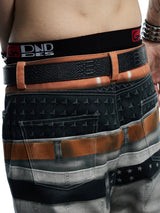 Vintage Snake Print Genuine Leather Belt