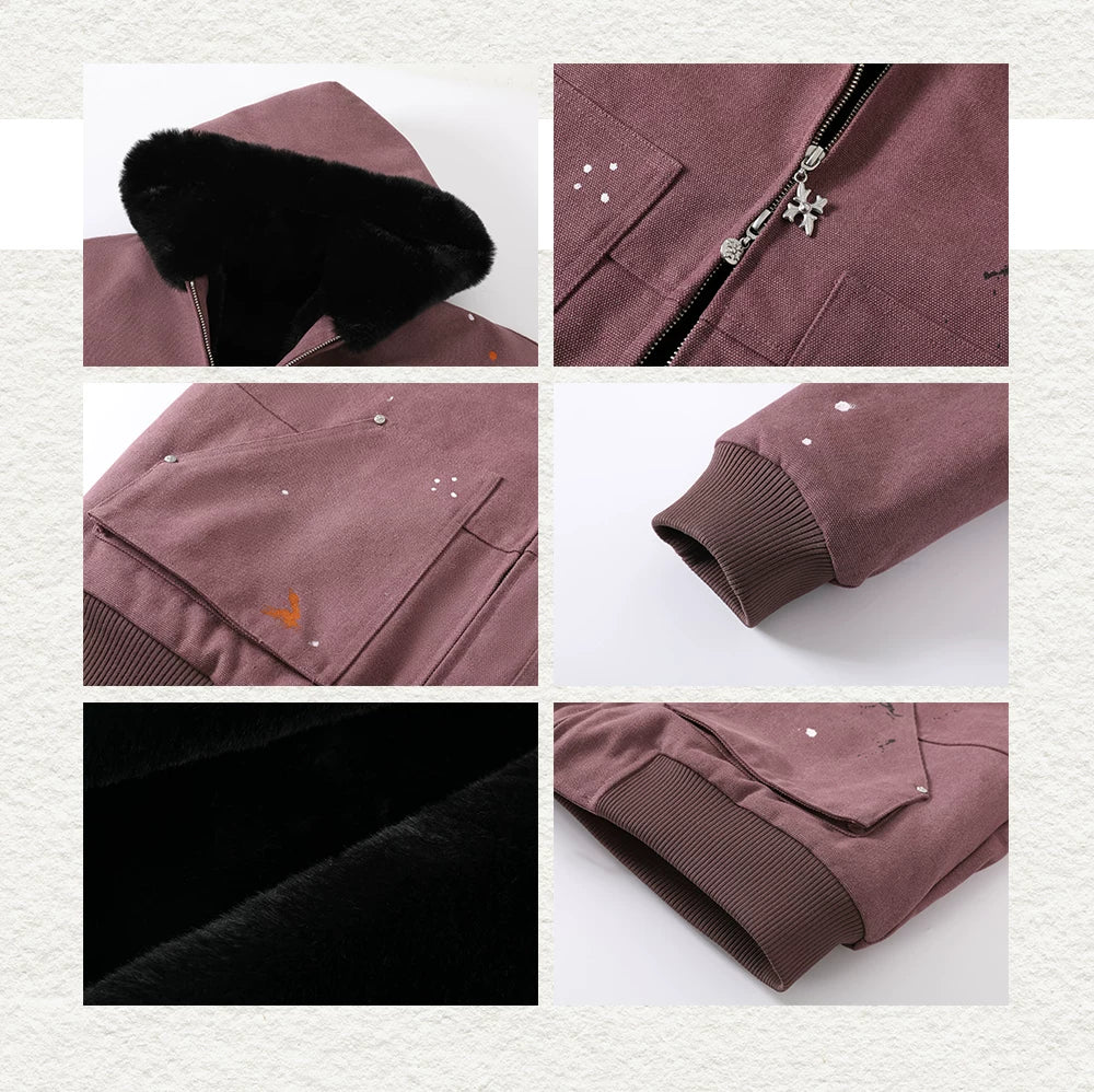Men's Splatter Canvas Padded Jacket