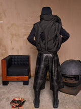 Punk Loose Leather Zippered Cropped Pants