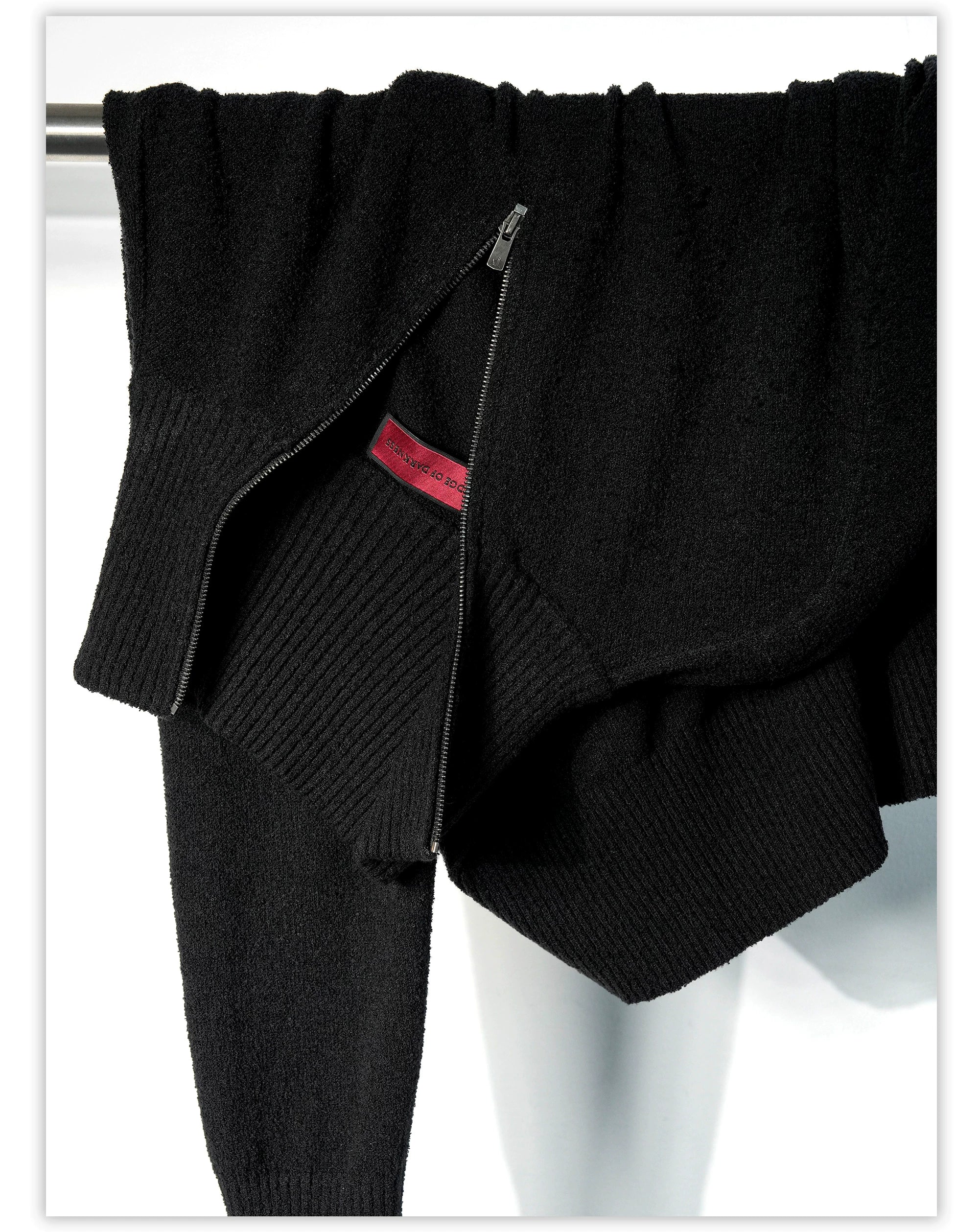 Ribbed Knit Half-Zip Long Sleeve Top