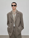 Casual Notched Lapel Wool Blend Blazer