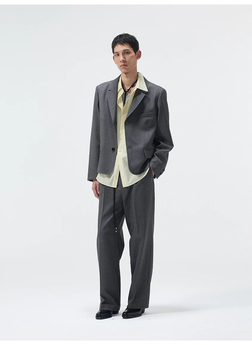 Merino Wool Pleated Elastic Waist Pants