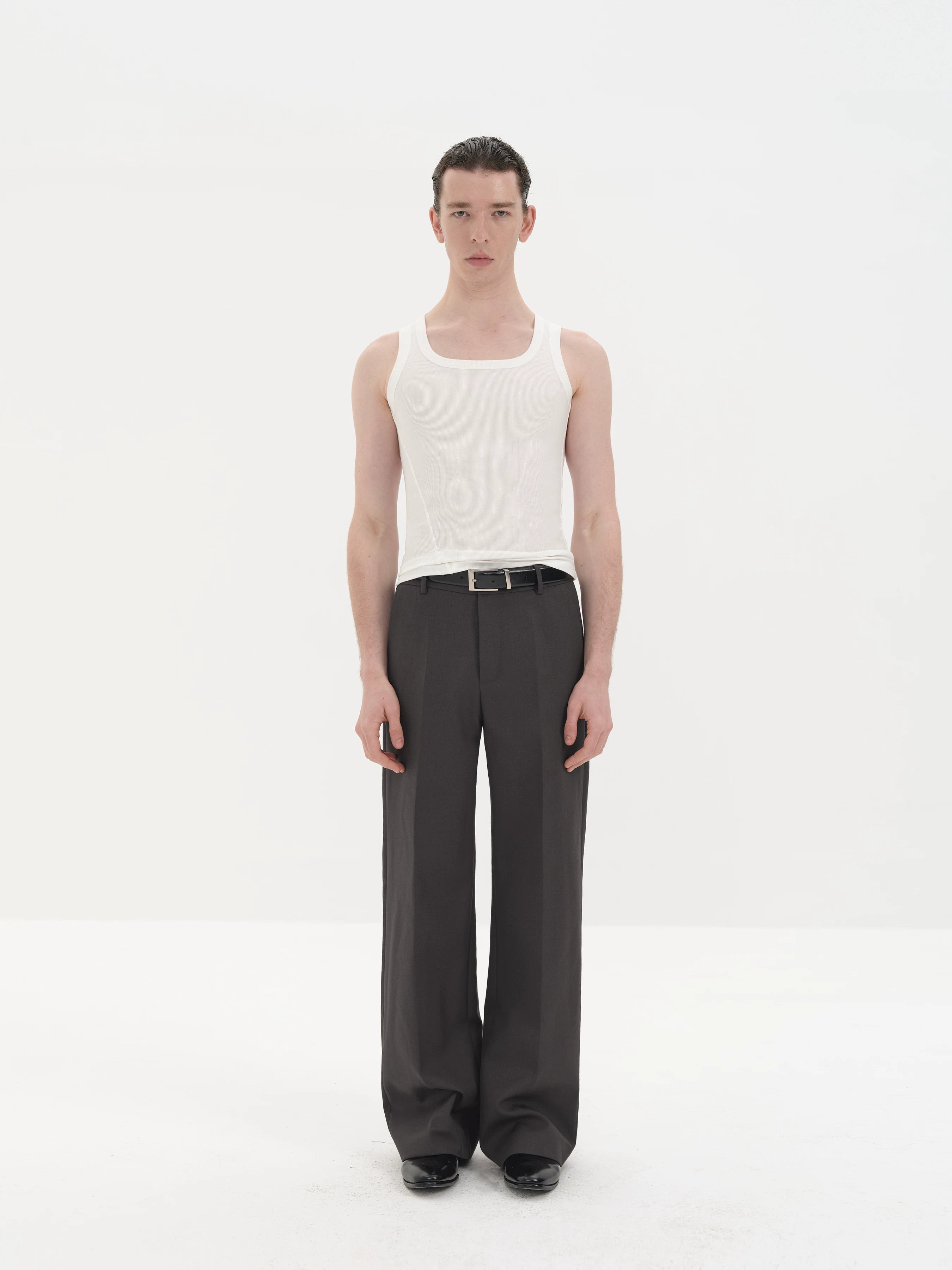 Wrinkle Free Straight Wool Dress Pants
