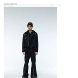 Unisex Two-Tone Irregular Short Multi-Zip Jackets
