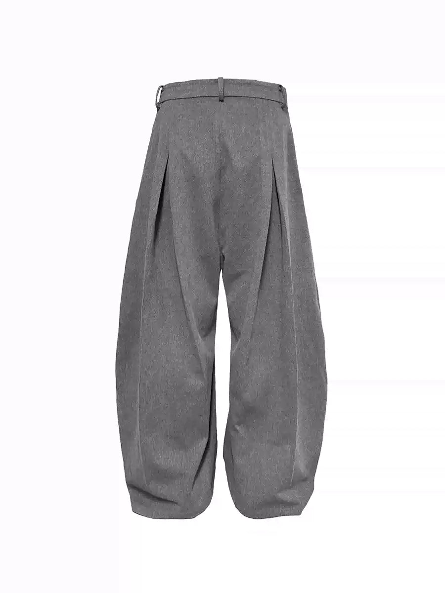 Reversible Pleated Brushed Low Rise Pants