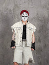 Oversized Wasteland Distressed Denim Vest