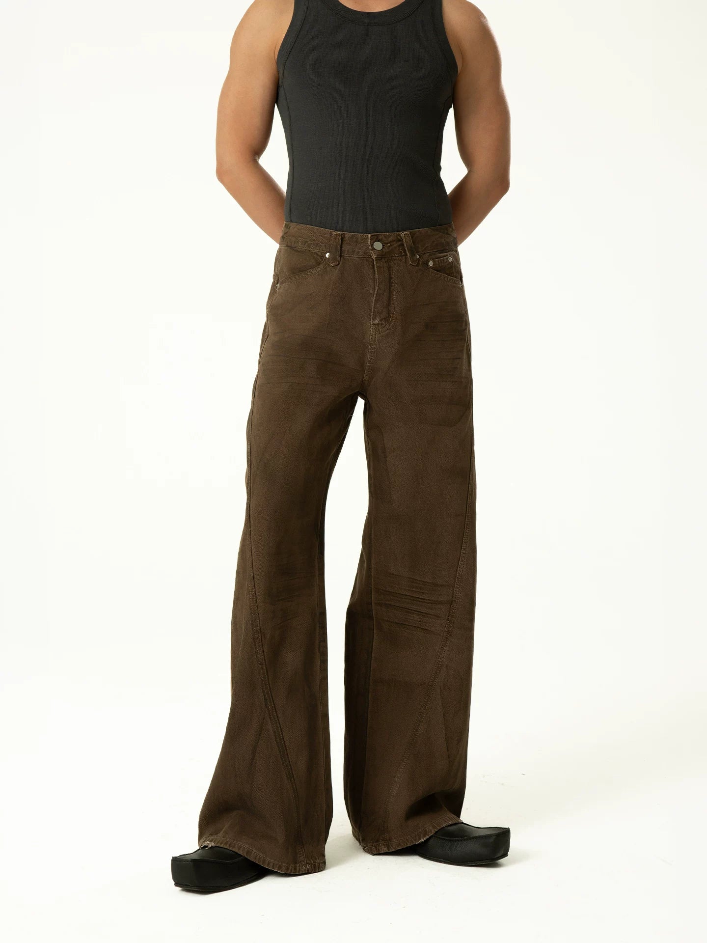 Men's Brown Vintage Wide Leg Jeans
