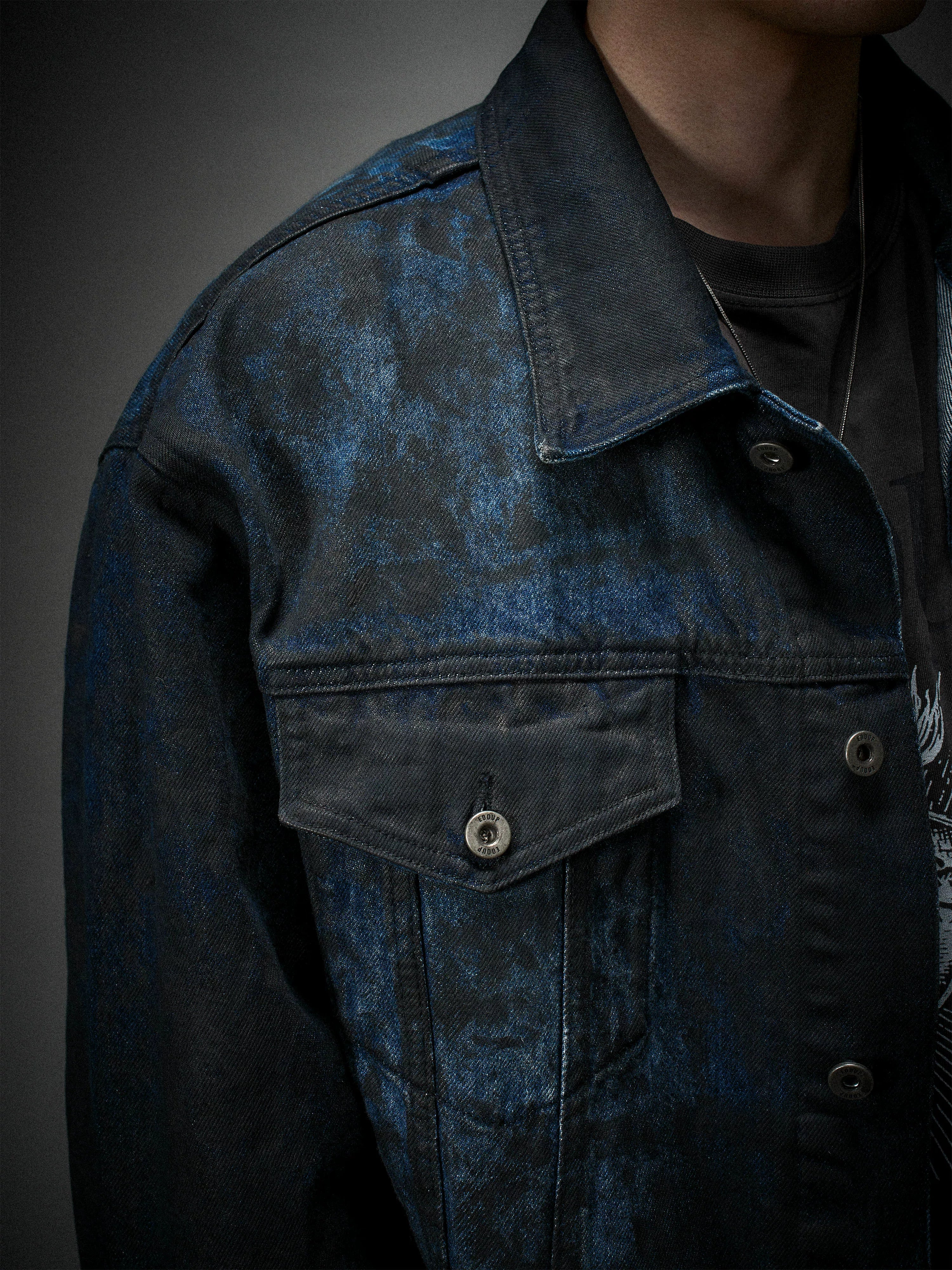 Distressed Ice Blue Ombre Denim Jacket