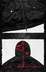 Burnt Red Distressed Bandage MA1 Jacket