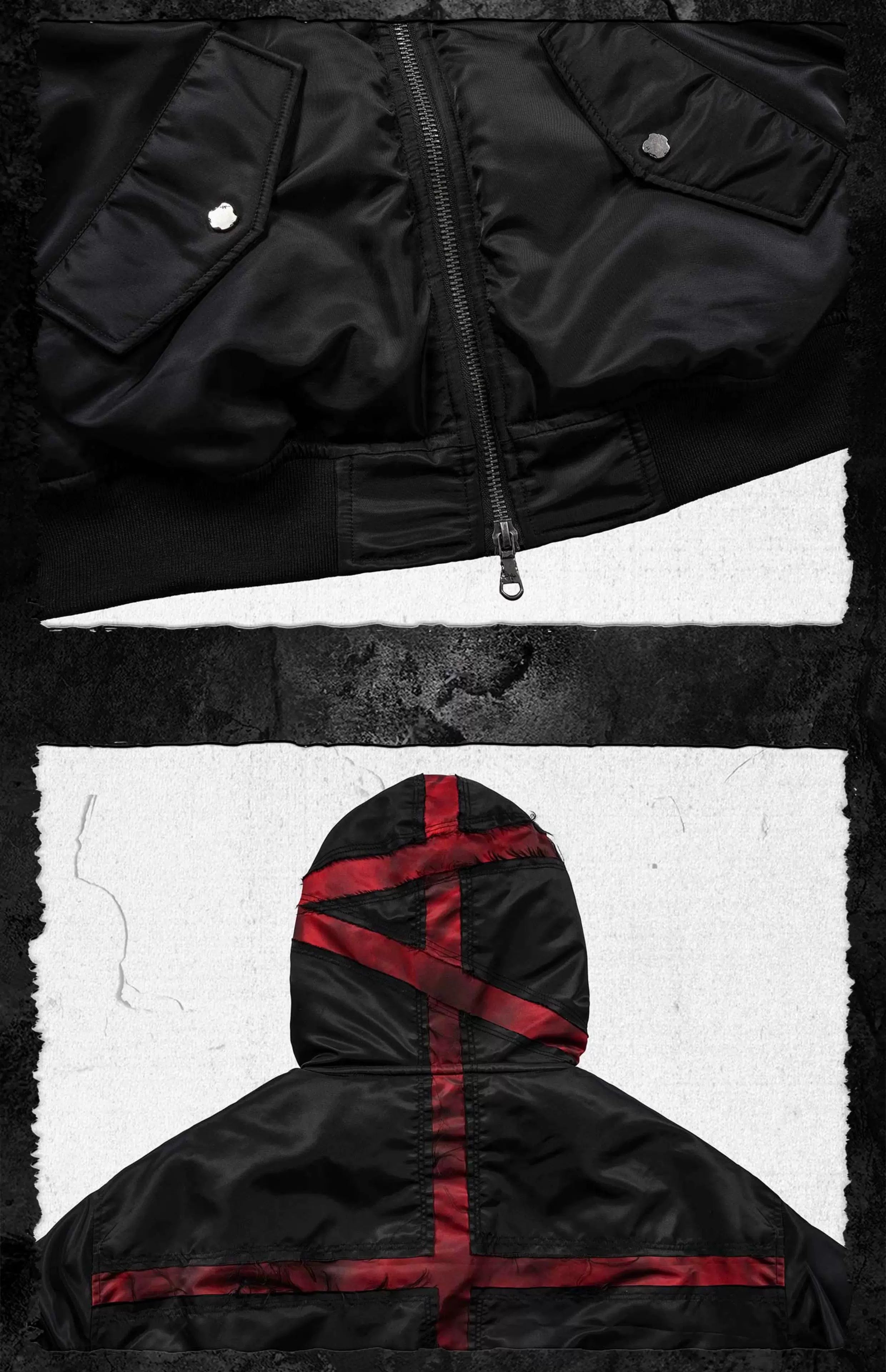 Burnt Red Distressed Bandage MA1 Jacket