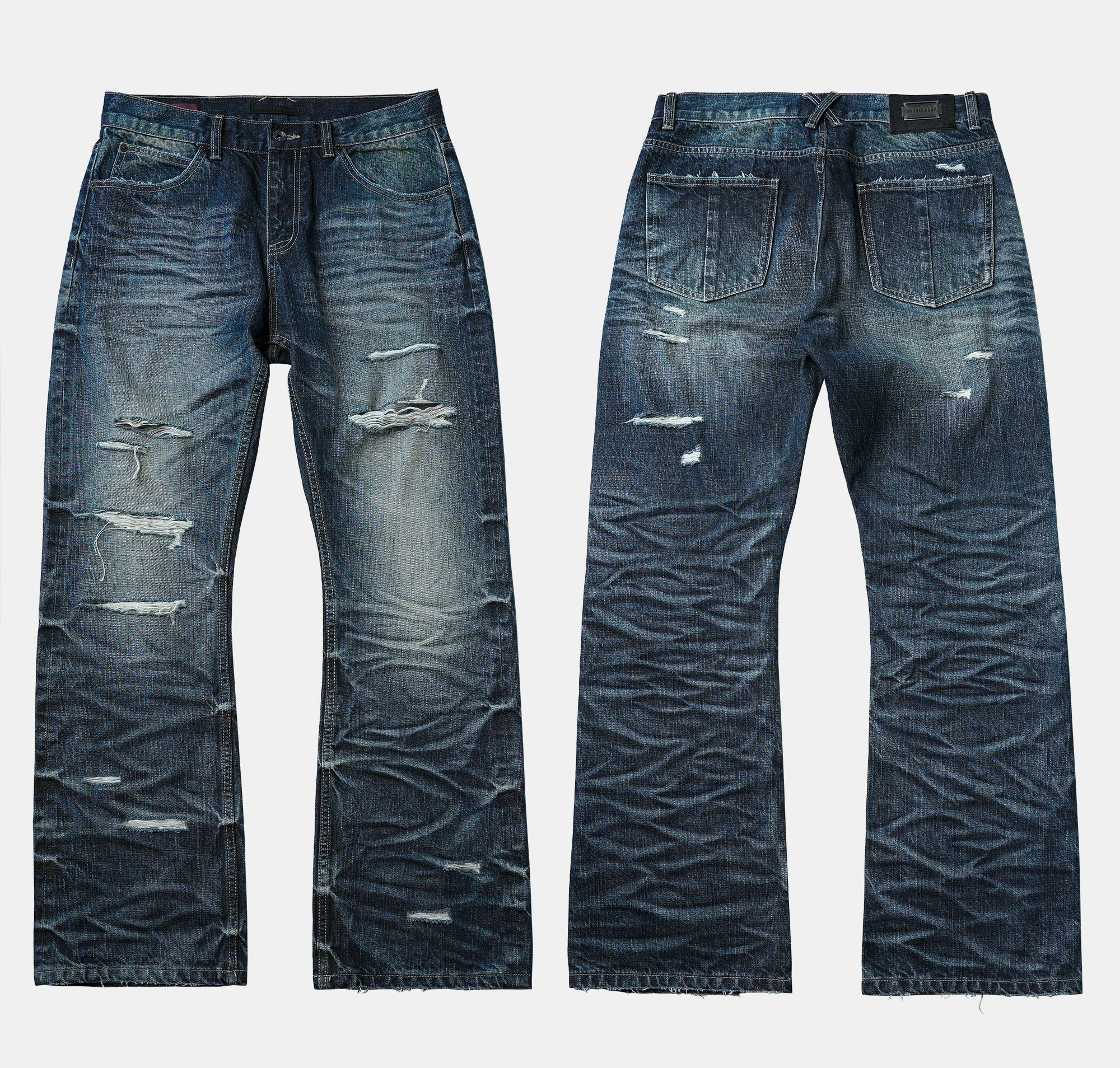 Distressed Red Selvedge Straight Jeans