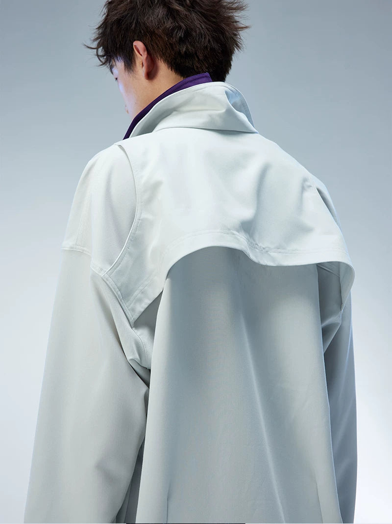 Couple's Loose Color-block Three-layer Collar Coat