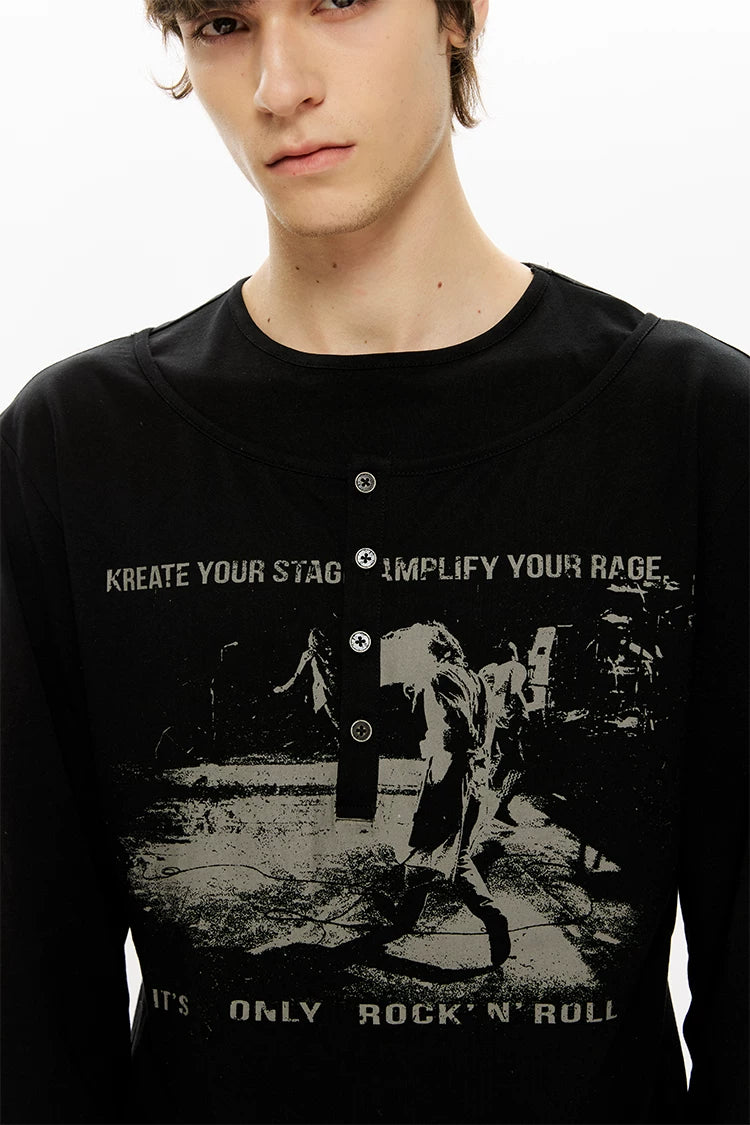Modal Two-piece Henley Long Sleeve Tee