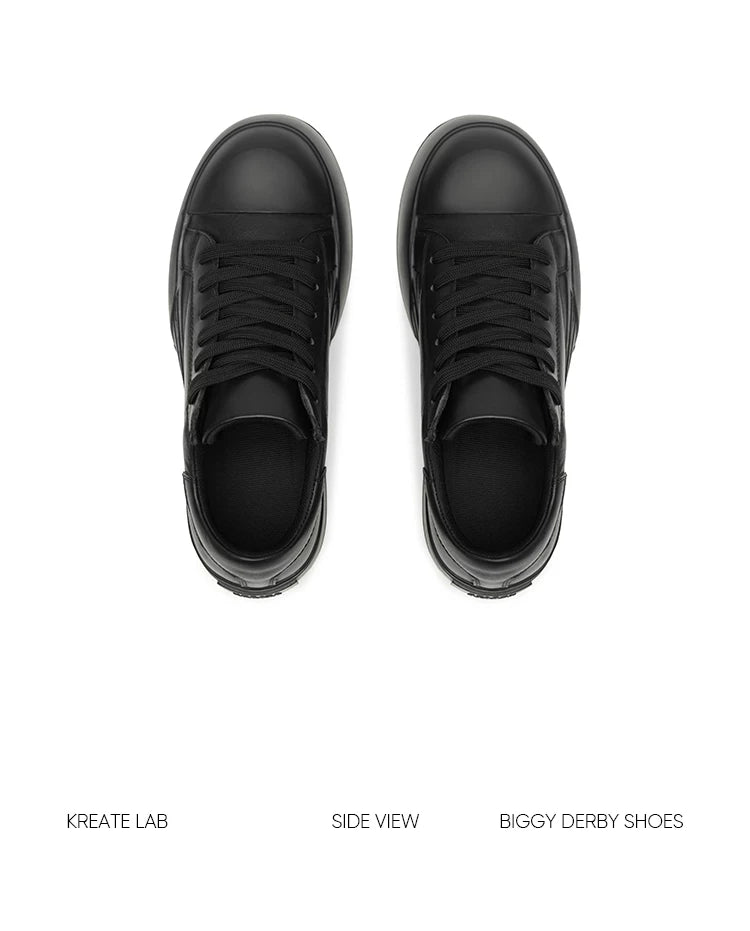 Unisex Distressed Low-Top Leather Platform Sneakers