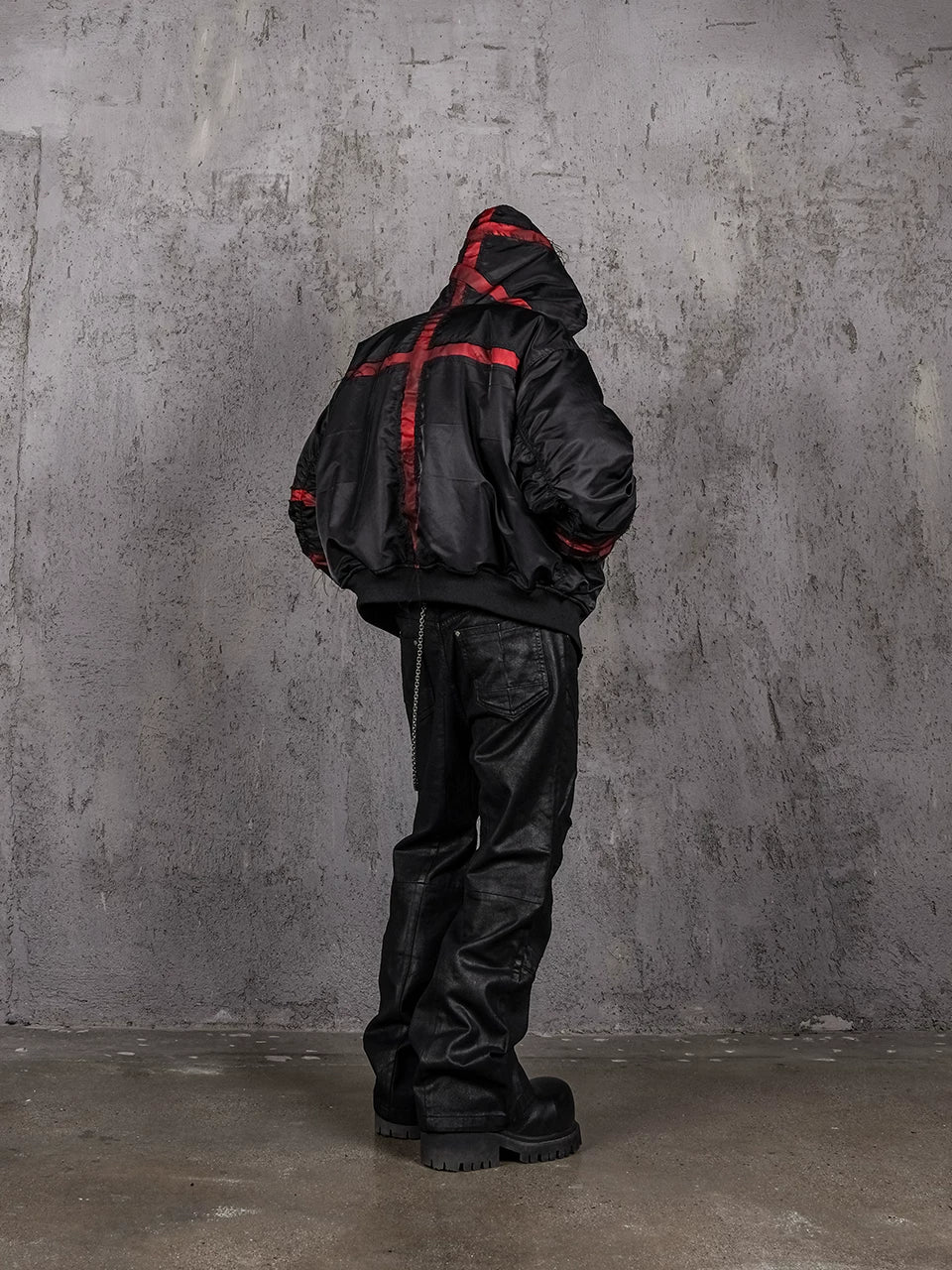 Burnt Red Distressed Bandage MA1 Jacket
