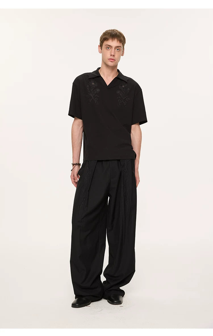 Embroidered Seagull V-neck Polo Shirts