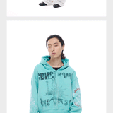Tri-color Washed Distressed Embroidered V-neck Hoodie