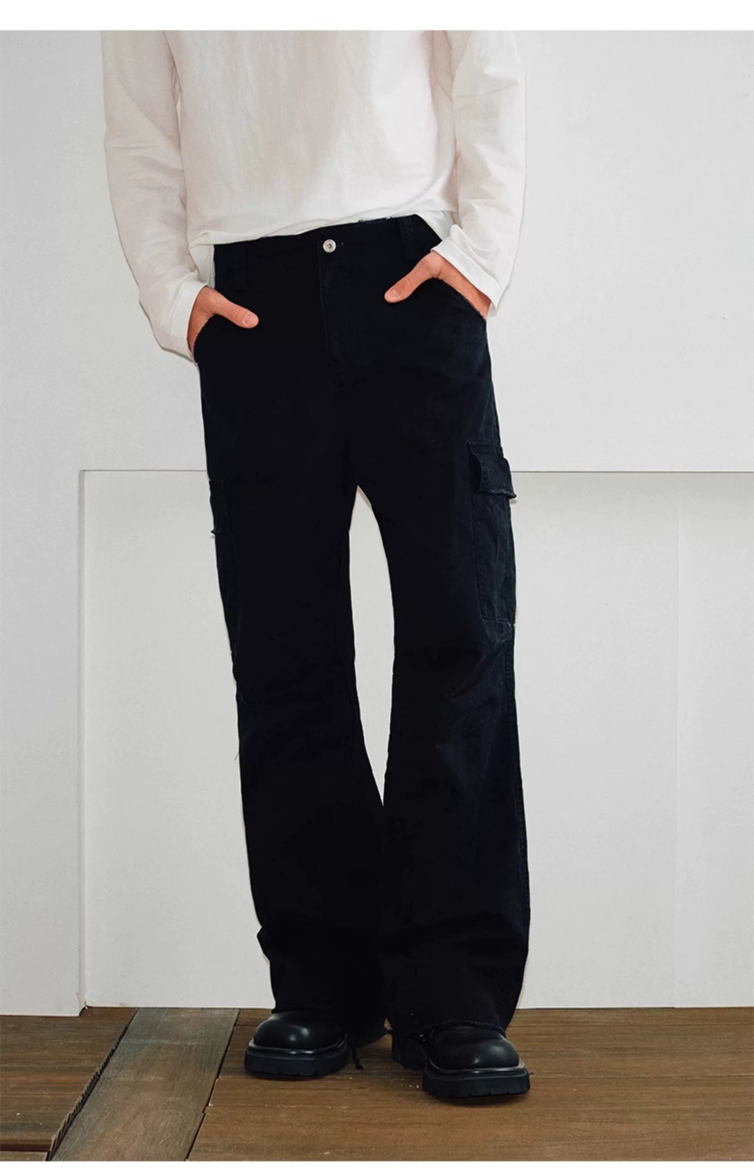 Men's Distressed Frayed Cargo Pants