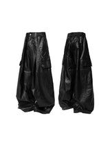 Pleated Tapered Leather Pants