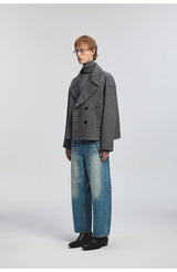 Curved Washed Denim Pants