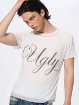 White Men's Twofer Letter Print Tee