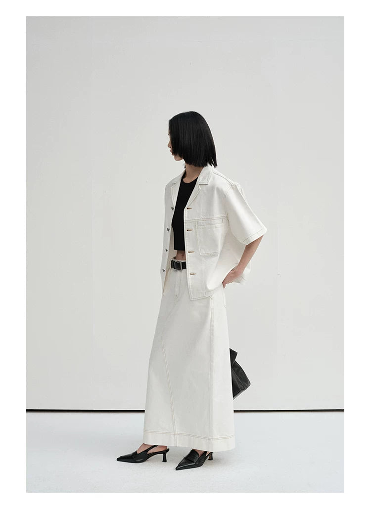 Cropped Contrast Cuban Collar Shirt Jacket