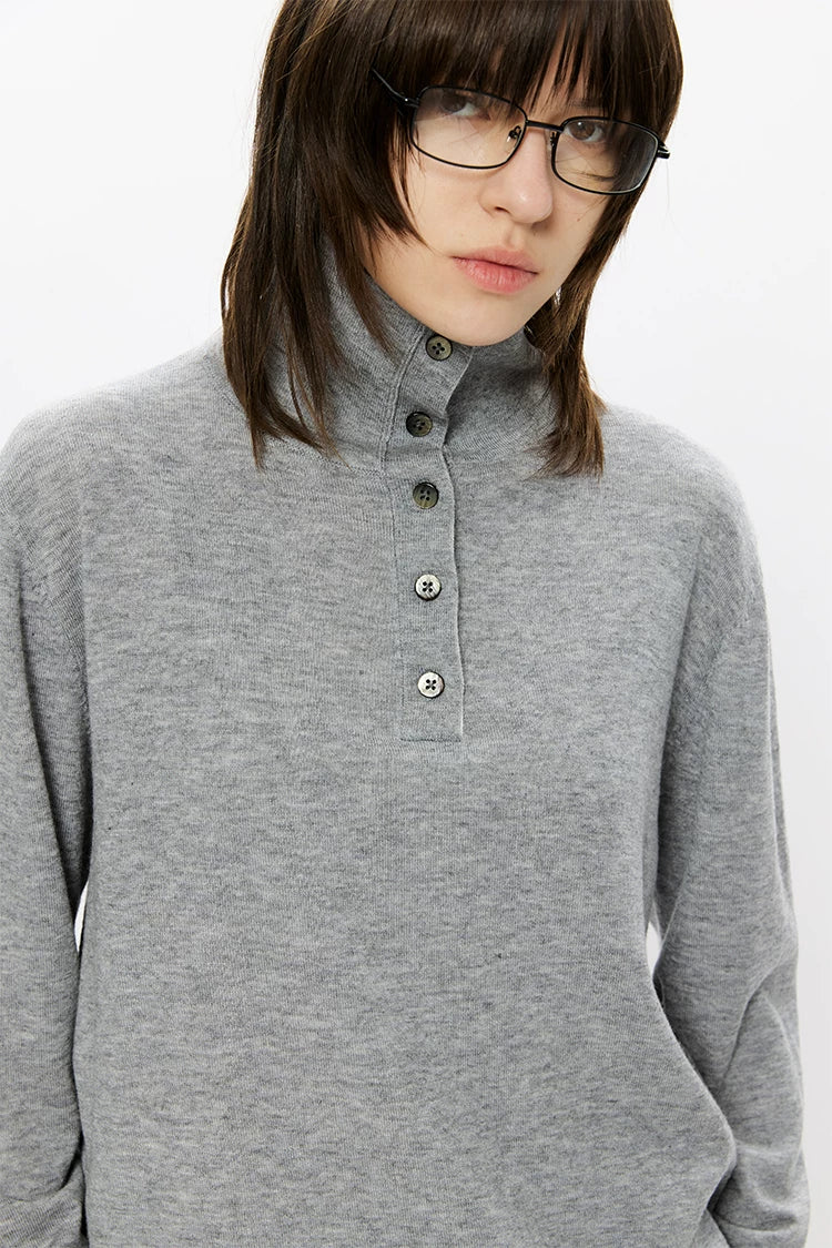 30% Wool Double Collar Polo Tops