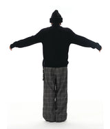 Black Grey Plaid Wool Pants
