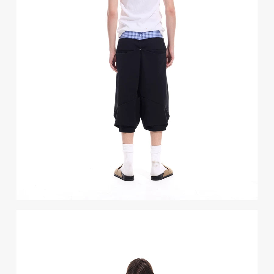 Cropped Pocketed Sashed Curved Hem Shorts