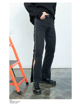 Men's Black Straight Side Zip Jeans