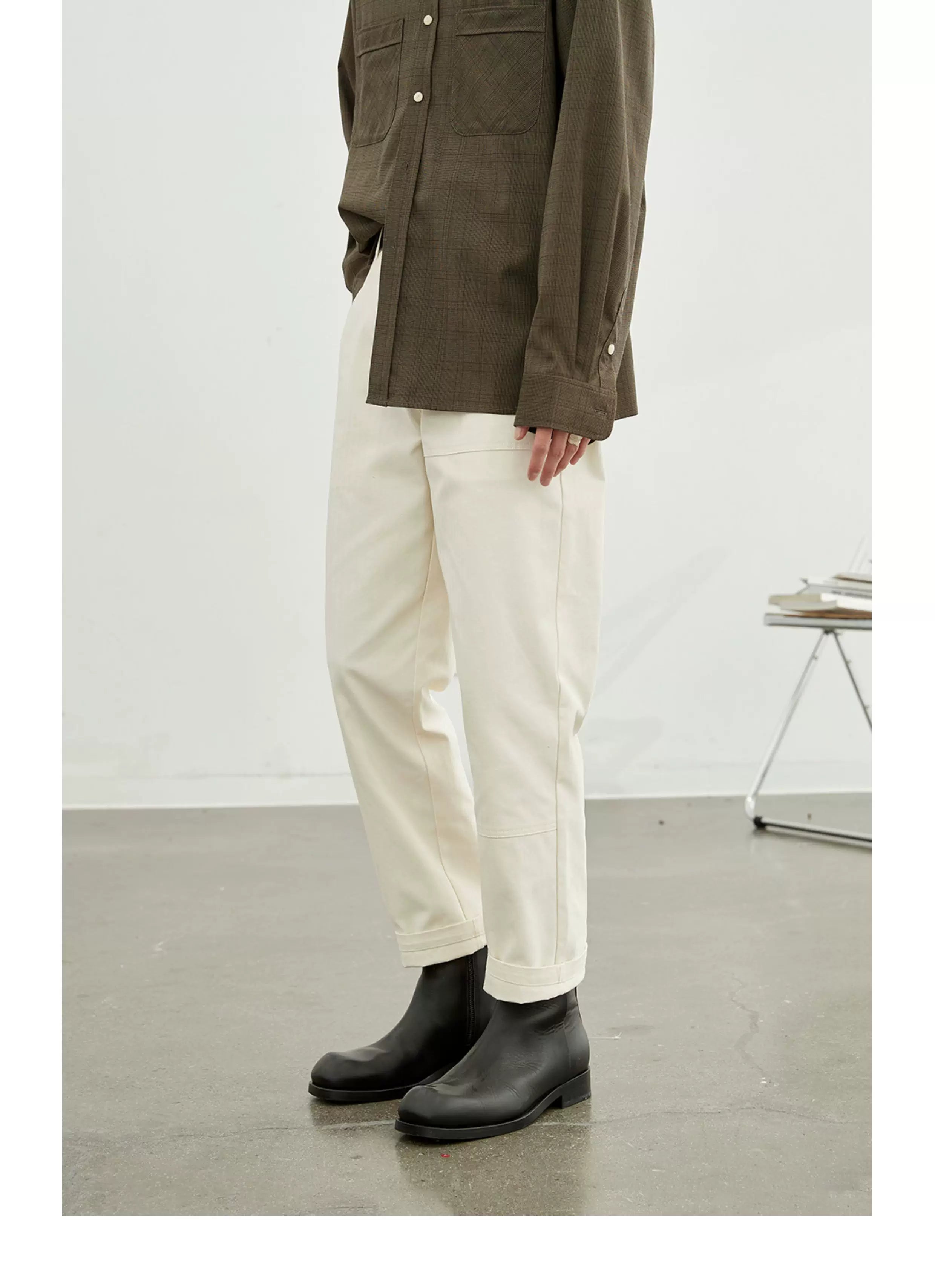 Vintage Herringbone Elastic Waist Cargo Pants
