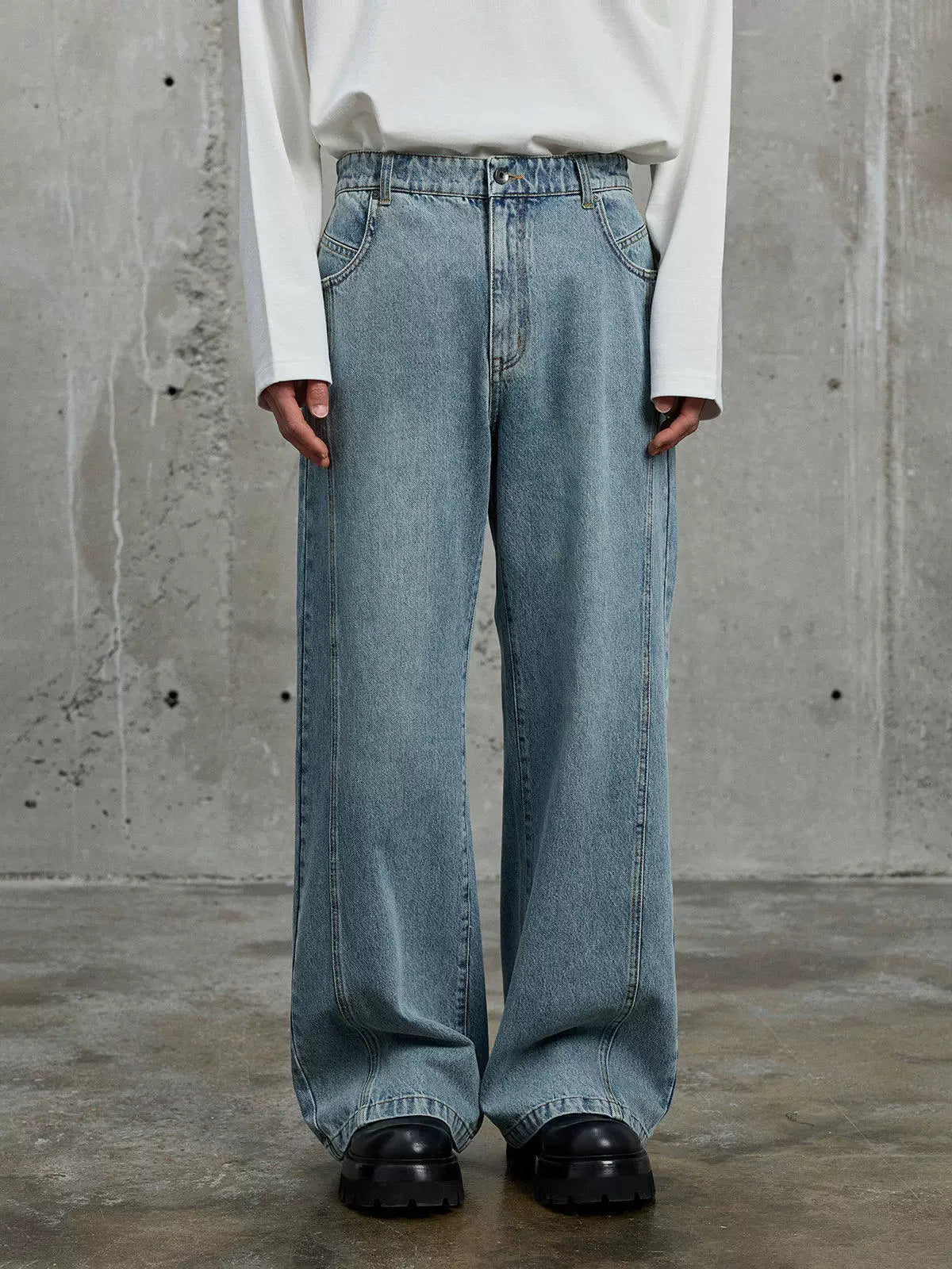 Vintage Washed Flared Denim Pants