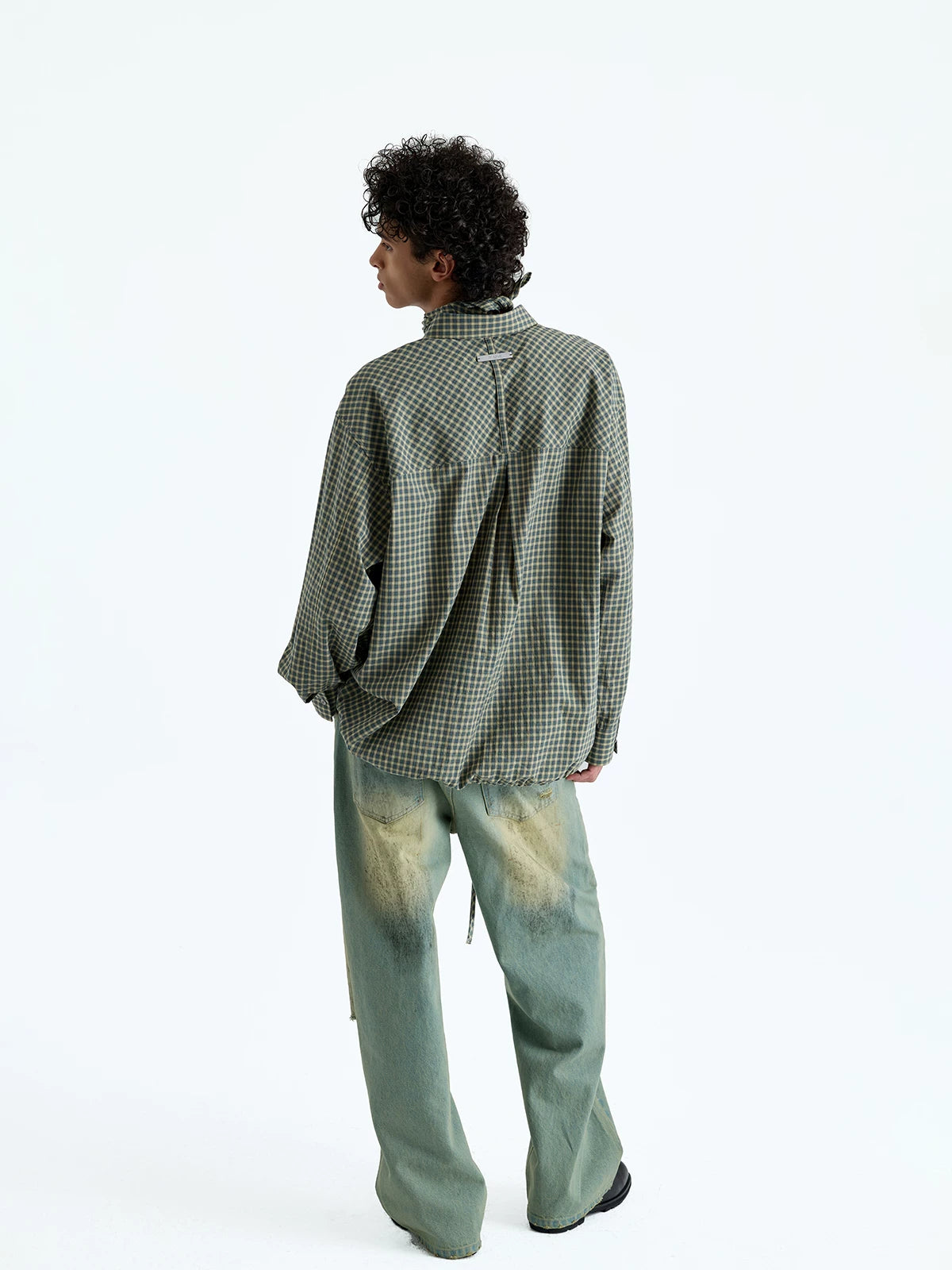 Plaid Jacquard Button-Down Cotton Shirt