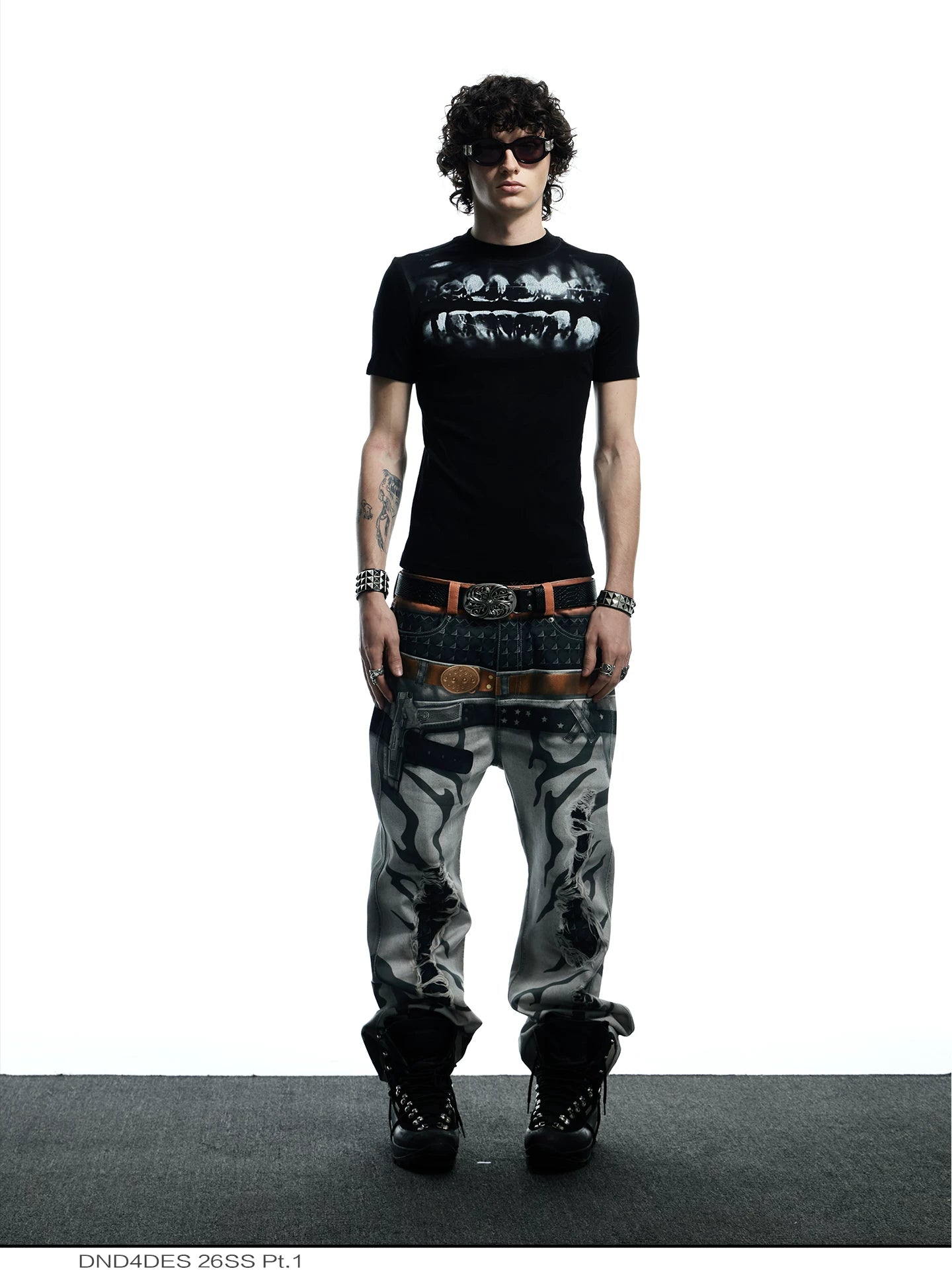 Printed Fitted Wool Blend T-shirt