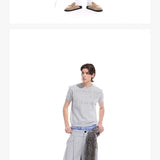 Gray Distressed Jacquard Slim Knit Tee