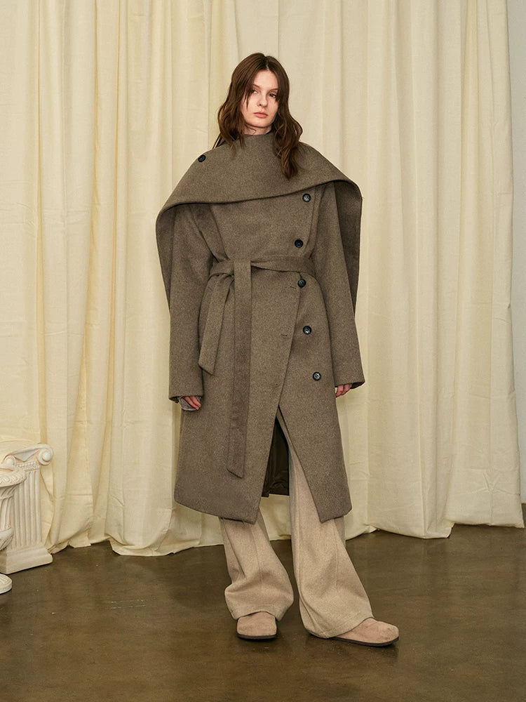 Men's Long Wool Shawl Coat