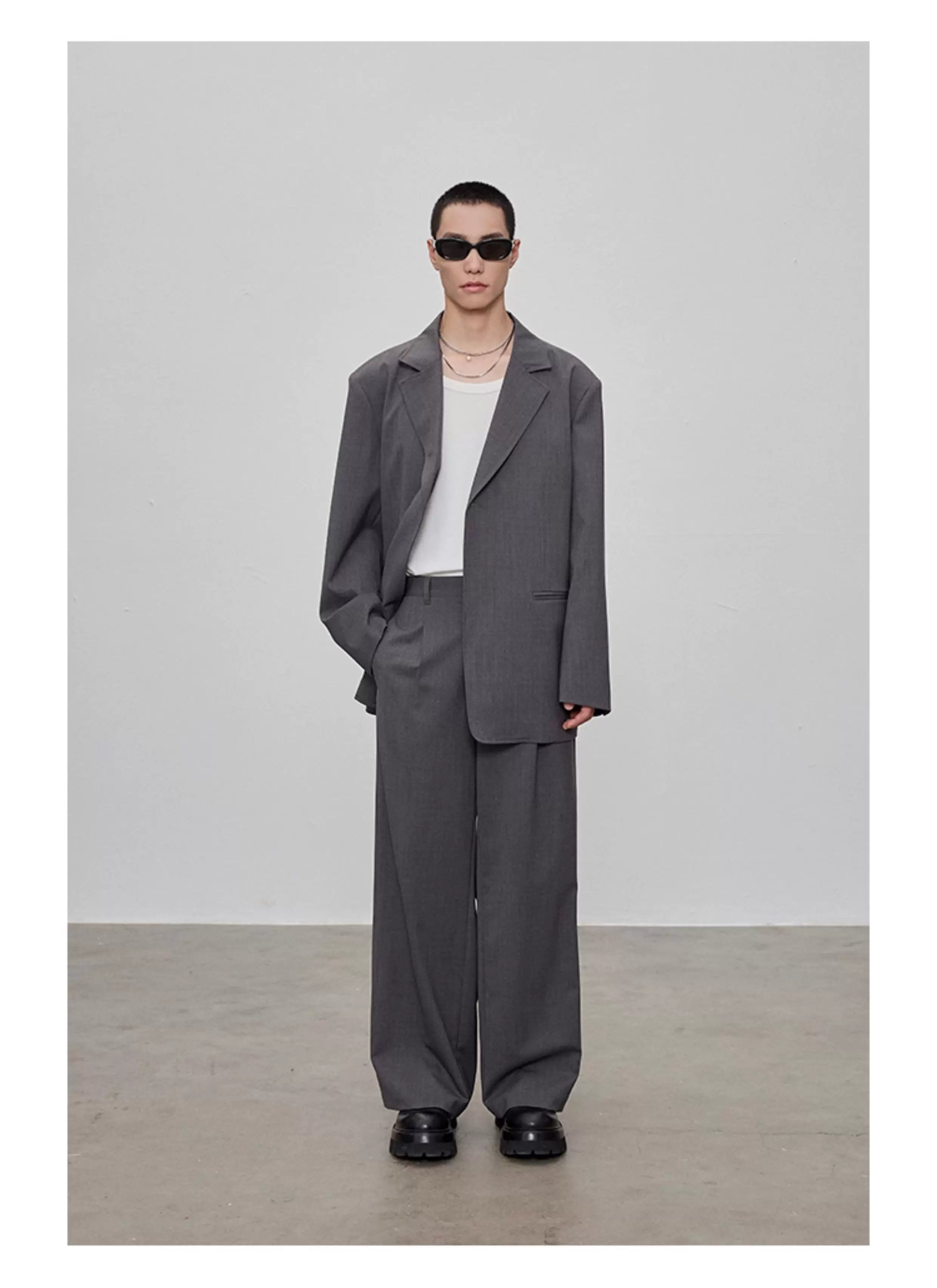 Adjustable Waist Wool Blend Dress Pants
