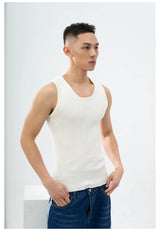Men's Slim Striped Ribbed Knit Vest
