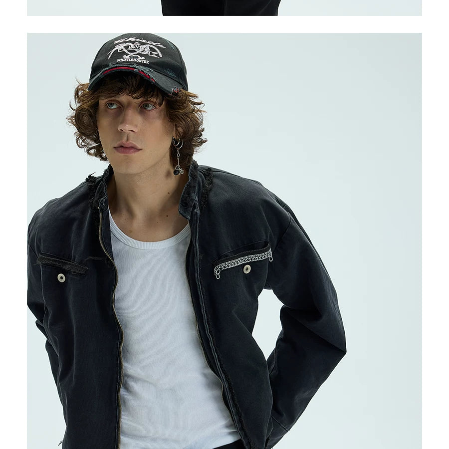 Chained Short Mock Neck Puffer Coat
